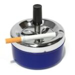 Smoke-King | Spinner Ashtray Chrome & Blue | 9cm