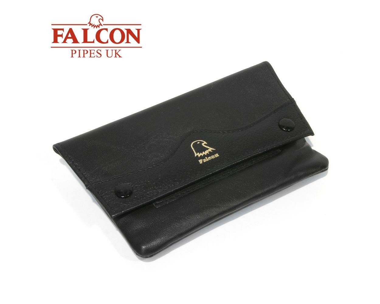 Falcon |Black Leather Handrolling Pouch | 546